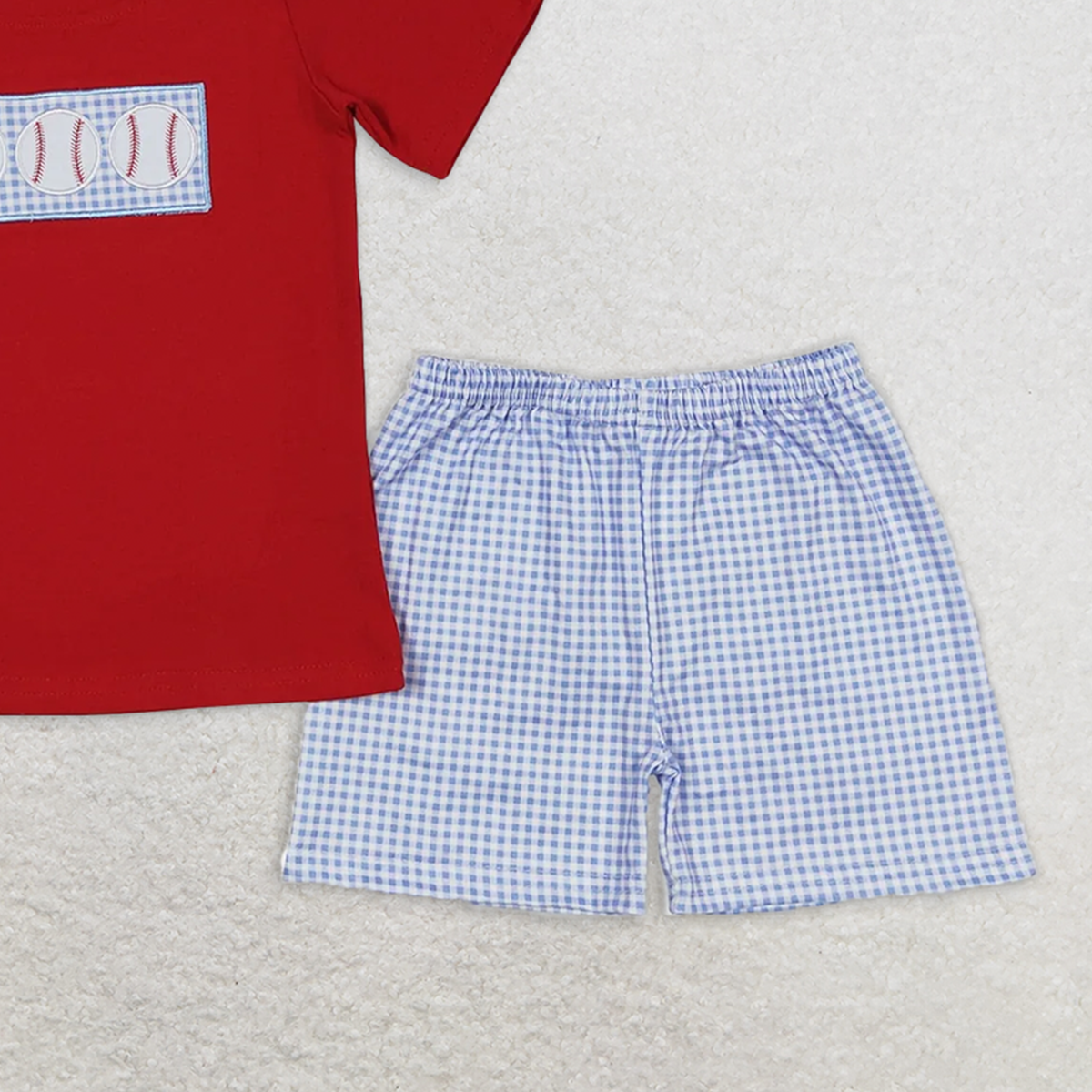 BSSO0405 RTS NO MOQ Baby Boys Summer Boys Outfits Baby Boys Baseball Red Tee Shirt Shorts Outfits Clothing Sets