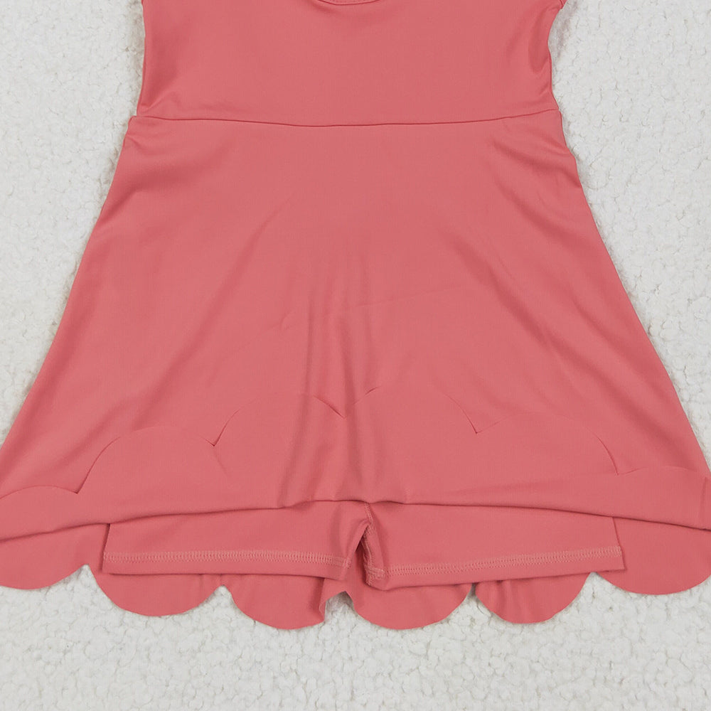 8.12  GSD2350 RTS NO MOQ Baby Girls Summer Yoga Dress Baby Girls Peach Sleeveless Yoga Active Knee Length Dresses