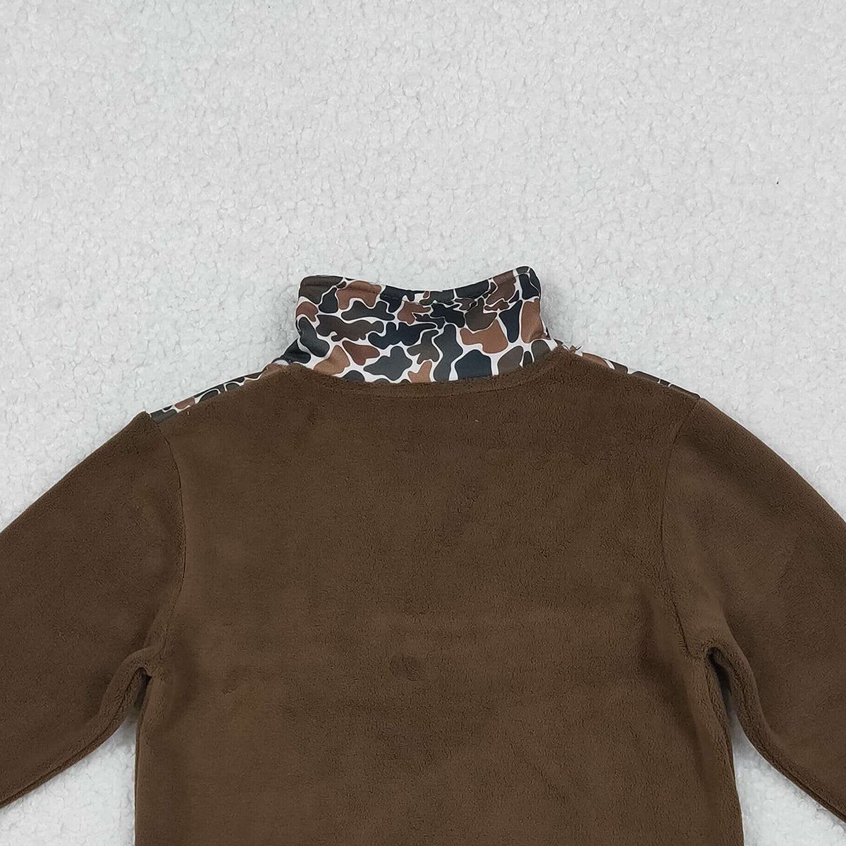 10.16 RTS NO MOQ （In stock）BT1309 Baby Boys Dark Brown Camo Southern Zipper Pullovers Top