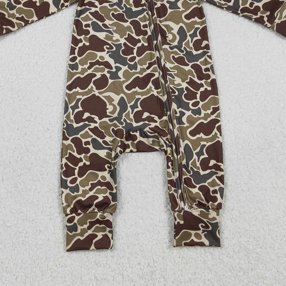 1.7 RTS NO MOQ （In stock）LR2826 Baby Boys Winter Rompers Baby Boys Southern Dark Brown Camo Hoodie Two Way Zip Convertible Rompers