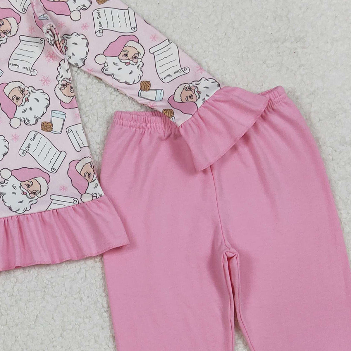 10.17 RTS NO MOQ （In stock）GLP2750 Baby Girls Santa Letter Milks Zipper Pullover Leggings Christmas Clothes Sets
