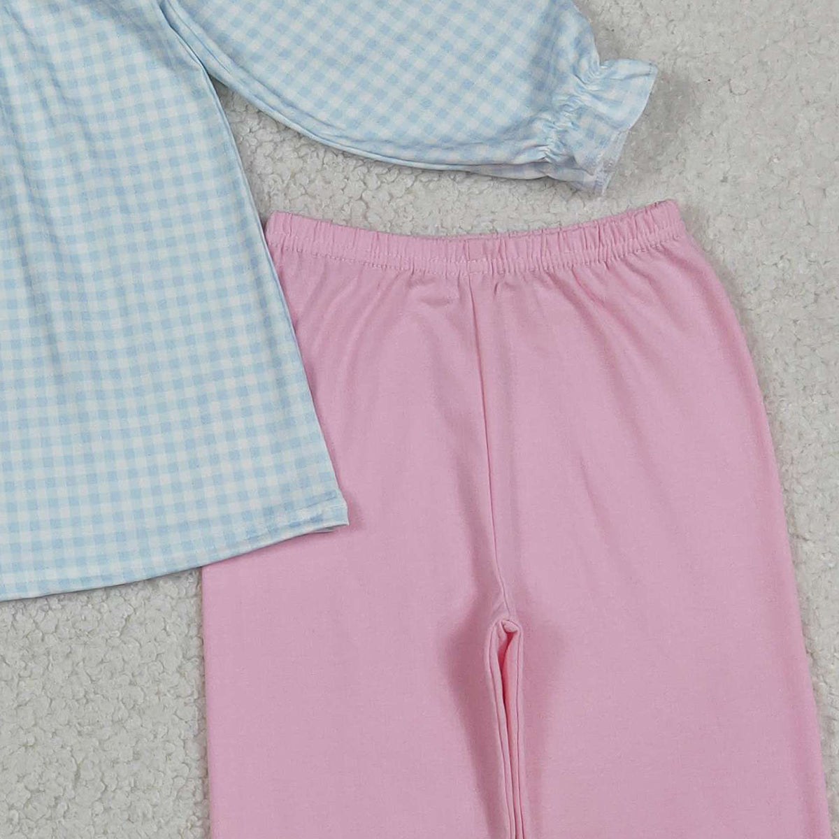 12.19 RTS NO MOQ （In stock）GLP2925 Embroidery Dancer Shoes Baby Girls Checked Tunic Ruffle Pants Clothes Sets