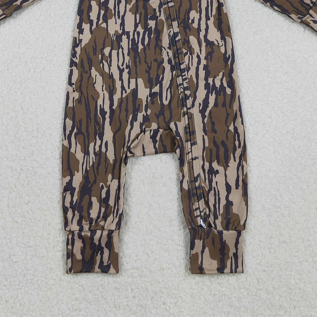 11.12 RTS NO MOQ （In stock）LR2814 Baby Boys Southern Olive Camo Hoodie Two Way Zip Convertible Rompers