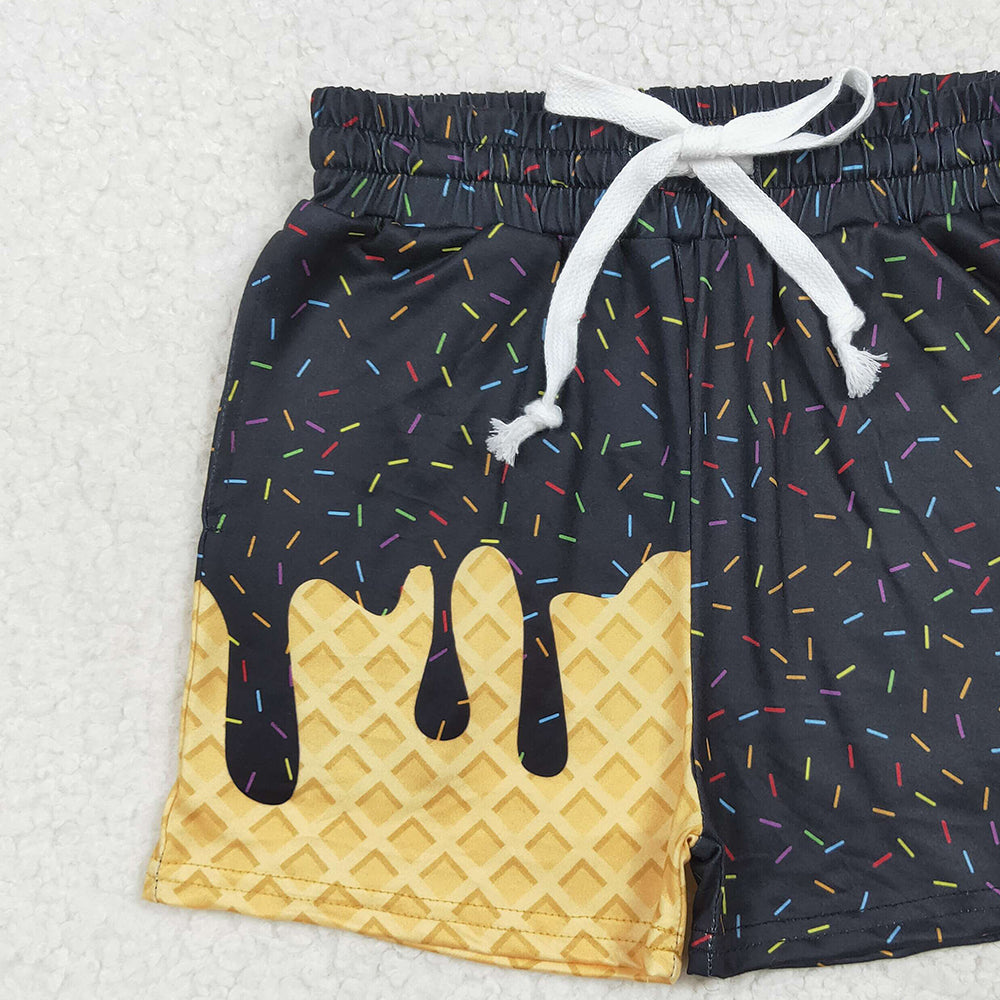USA Shop (in stock)SS0624 Baby Girls Summer Shorts Baby Girls Black Ice Cream Drip Summer Shorts Bottoms