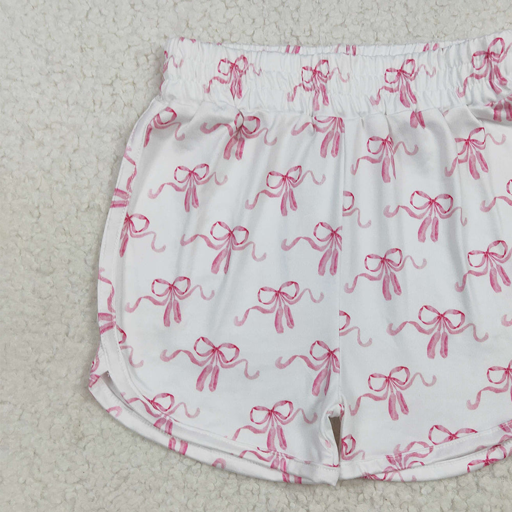 SS0608 RTS NO MOQ Baby Girls Summer Shorts Baby Girls Pink Bows Summer Shorts Bottoms