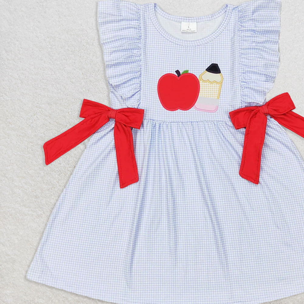 USA Shop (in stock)GSD1143  Baby Girls Summer Dress Baby Girls Pencil Back To School Bows Knee Length Dresses