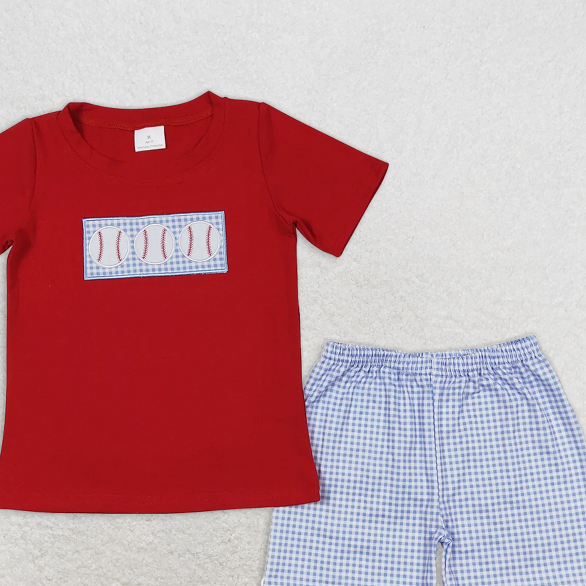 BSSO0405 RTS NO MOQ Baby Boys Summer Boys Outfits Baby Boys Baseball Red Tee Shirt Shorts Outfits Clothing Sets