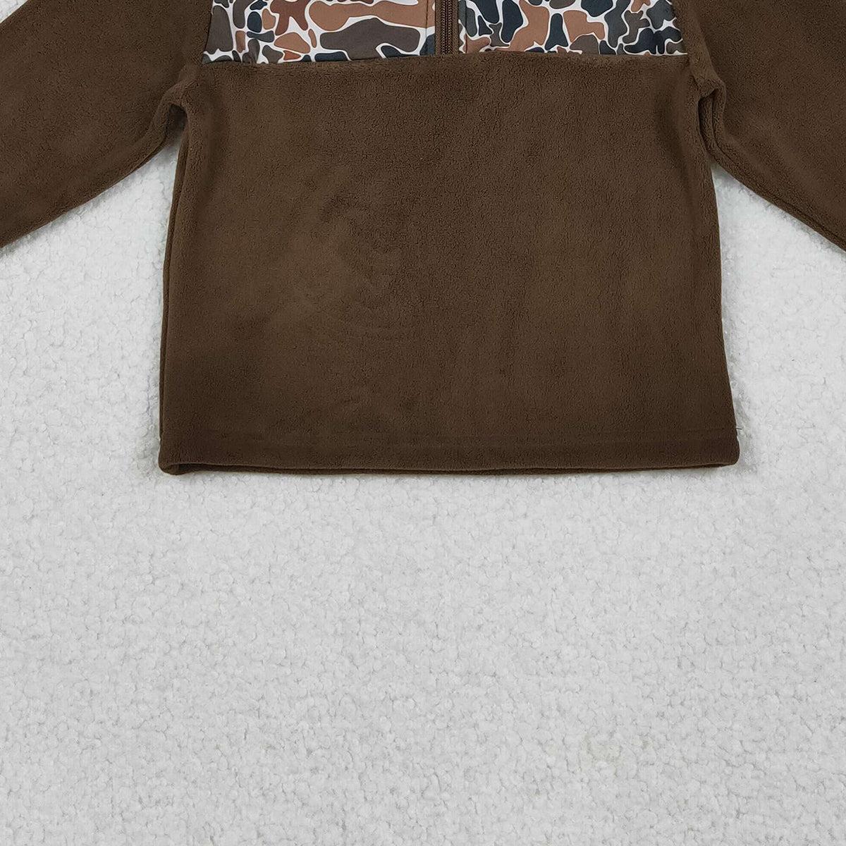 10.16 RTS NO MOQ （In stock）BT1309 Baby Boys Dark Brown Camo Southern Zipper Pullovers Top