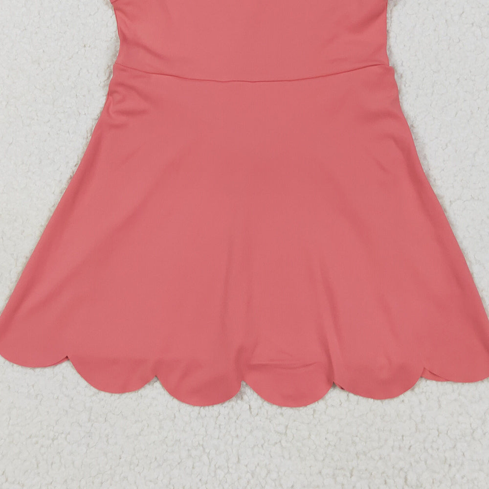 8.12  GSD2350 RTS NO MOQ Baby Girls Summer Yoga Dress Baby Girls Peach Sleeveless Yoga Active Knee Length Dresses
