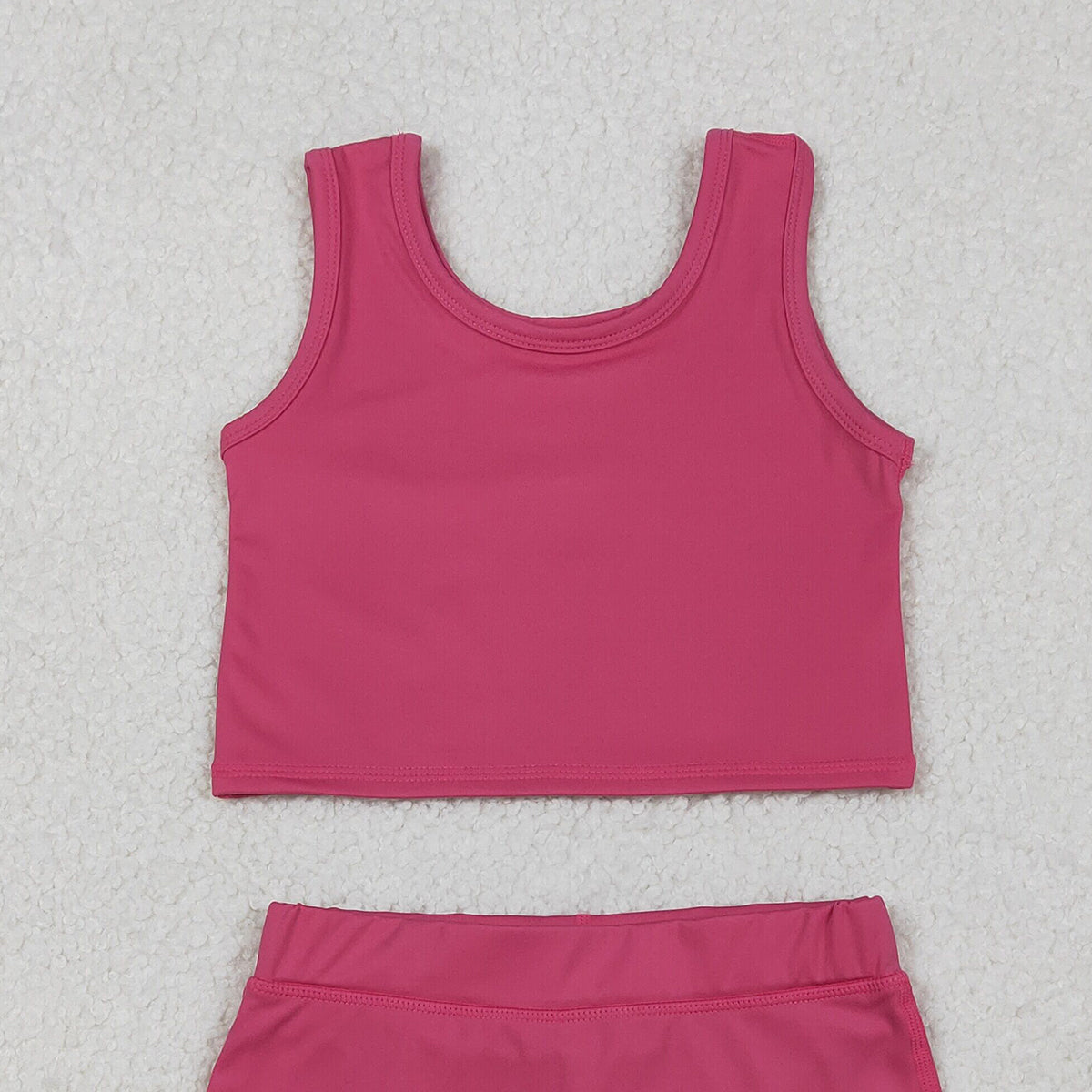 11.7 RTS NO MOQ （In stock）GSD2657 Baby Girls Pink Vest Top Skirts Shorts Bottom Yoga Active Clothes Set
