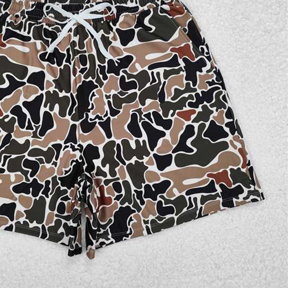 S0478 RTS NO MOQ Adult Men's Swimsuits Brown camo summer adult men swim trunks