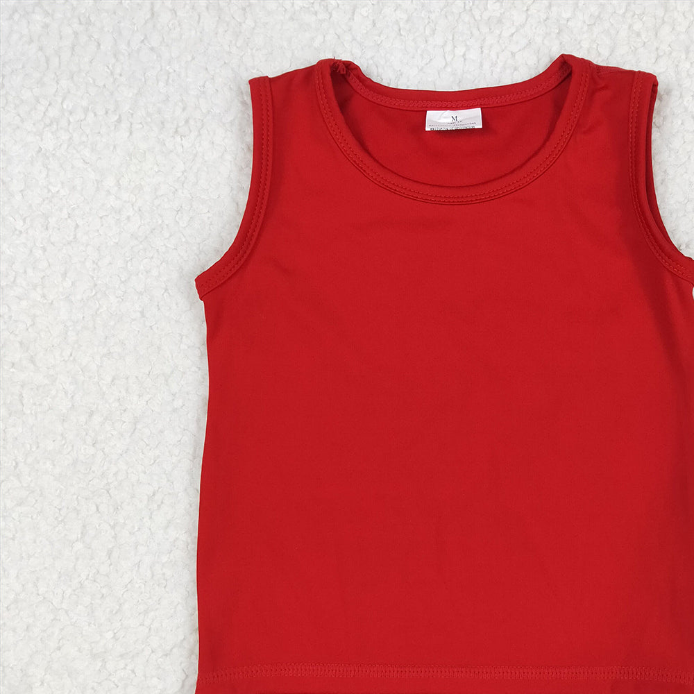 6.25  GT0981 RTS NO MOQ Baby Girls Summer Tops  Baby Girls Red Sleeveless Vests Top