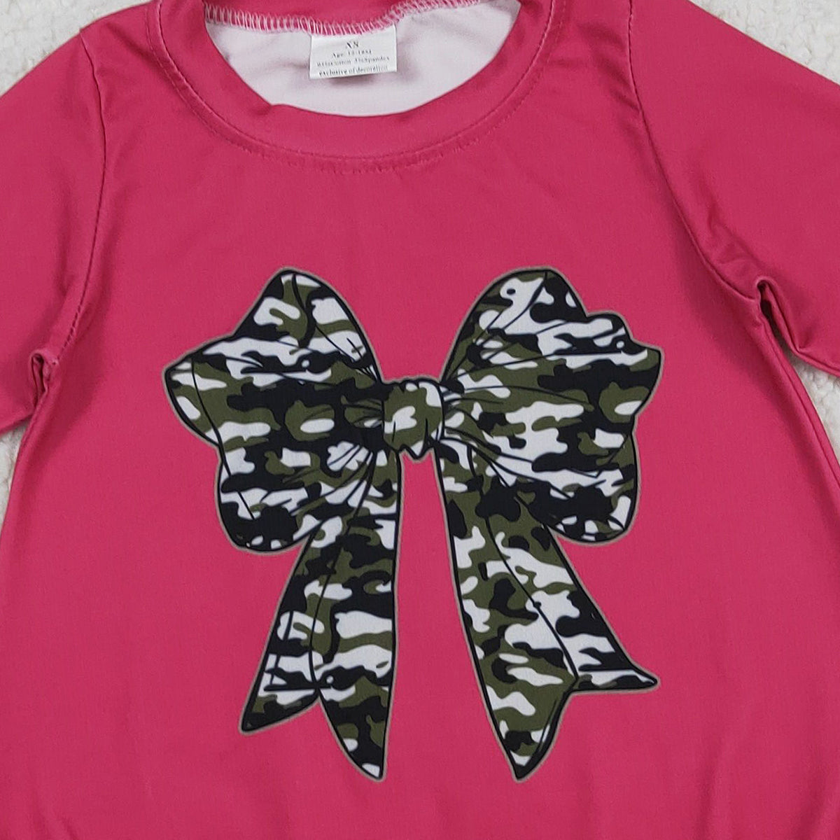 11.20 RTS NO MOQ （In stock）LR2776 Baby Girls Winter Rompers Baby Girls Hot Pink Long Sleeve Olive Camo Bows Southern Rompers