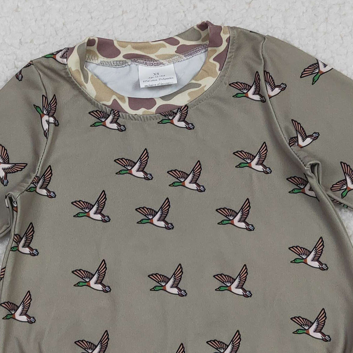 11.6 RTS NO MOQ （In stock）LR2302 Baby Boys Winter Rompers Baby Boys Long Sleeves Ducks Hunting Rompers