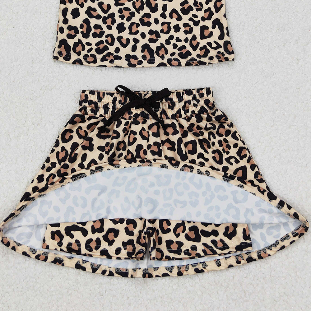 4.22 GSD2077  RTS NO MOQSleeveless leopard top skirt toddler girls clothes