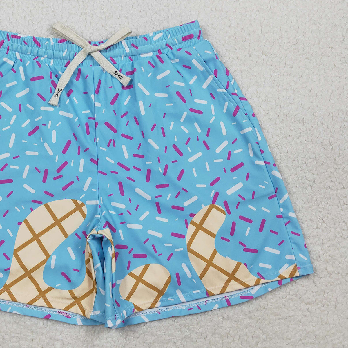 3.3 RTS NO MOQ （In stock）S0578 Adult Men Blue Drip Sprinkles Team Swimming Trunks Bottom