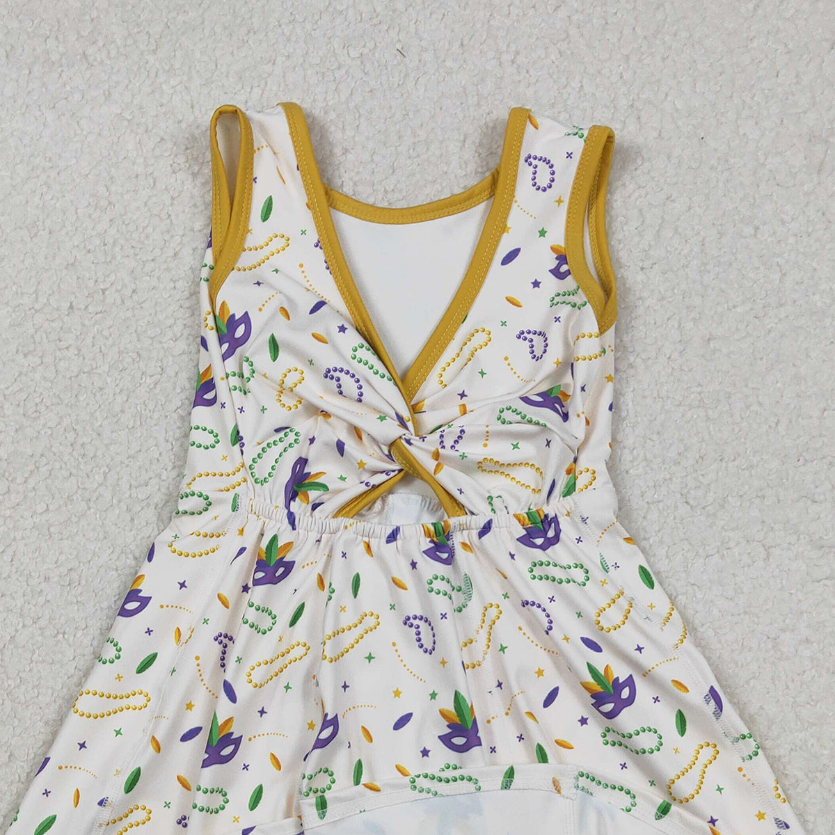 12.20 RTS NO MOQ （In stock）GSD2951 Baby Girls Mardigras Anchors Masks Yoga Shorts Knee Length Dresses