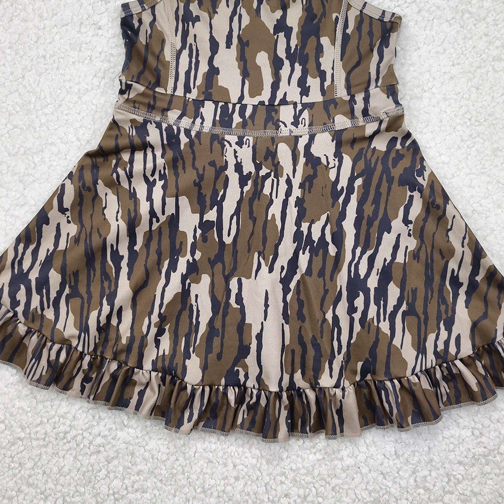 USA Shop (in stock)GSD2314 RTS NO MOQ Baby Girls Summer Yoga Dress baby girl clothes yoga camouflage sleeveless dress