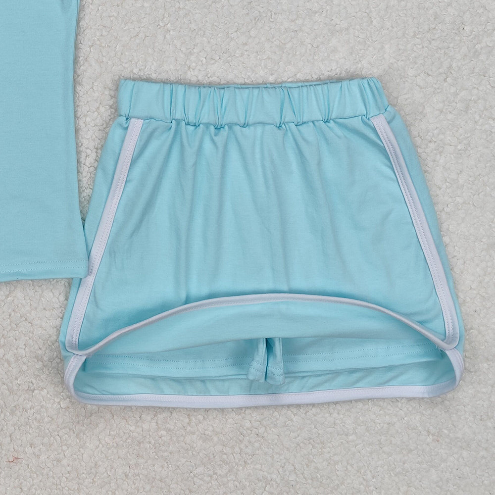 GSD1973Kids Girls Mint Sleeveless Polo Shirt Skirt Set Cotton Lightweight Breathable Clothing Outfit for Spring/Summer