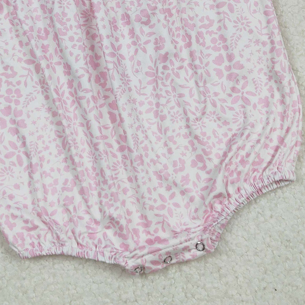 RTS NO MOQ （In stock）LR2184 Baby Girls Winter Rompers Pink Flowers Smocked Rompers Thanksgiving Turkey Outfit