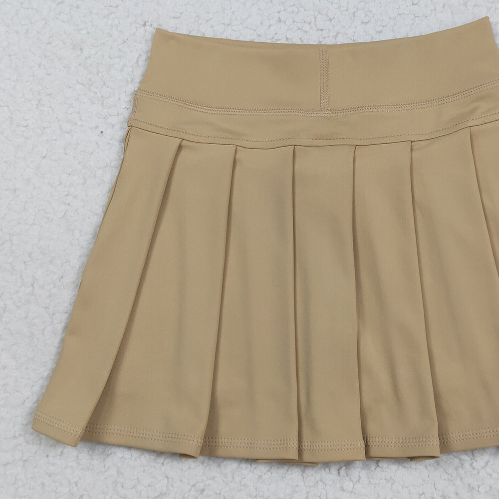 8.20 RTS NO MOQ （In stock）GLK0123 Baby Girls Summer Yoga Skirt Baby Girls Khaki Yoga Skorts Pleated Skirts Bottom
