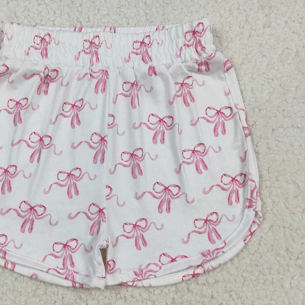 SS0608 RTS NO MOQ Baby Girls Summer Shorts Baby Girls Pink Bows Summer Shorts Bottoms