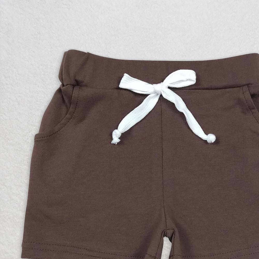 SS0134 RTS NO MOQ Baby Boys Summer Shorts Baby Boys Brown Pockets Shorts