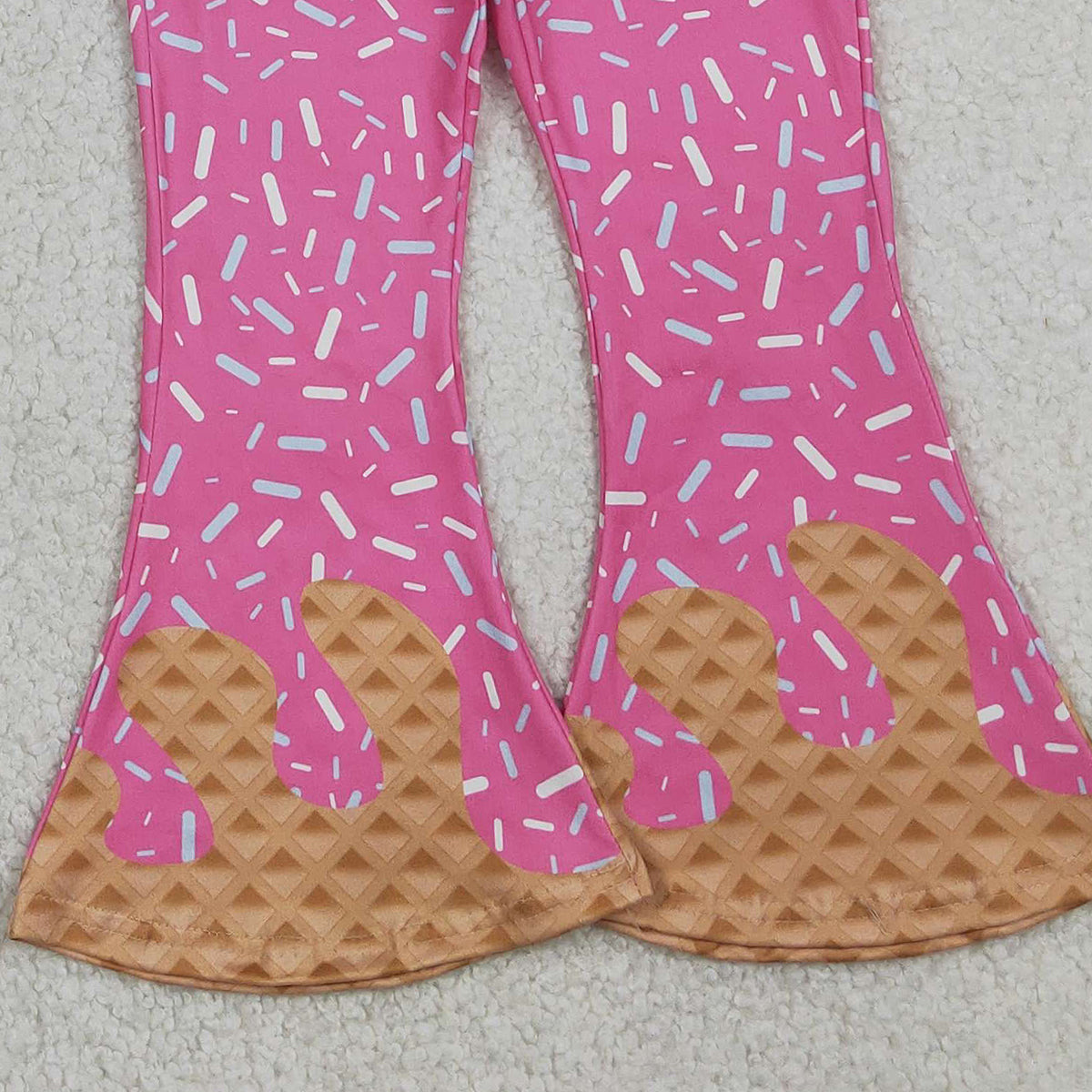 12.26 RTS NO MOQ （In stock）GSPO2107 Baby Girls Sprinkle Drip Mini Bows Top Bell Bottom Pants Clothes Sets