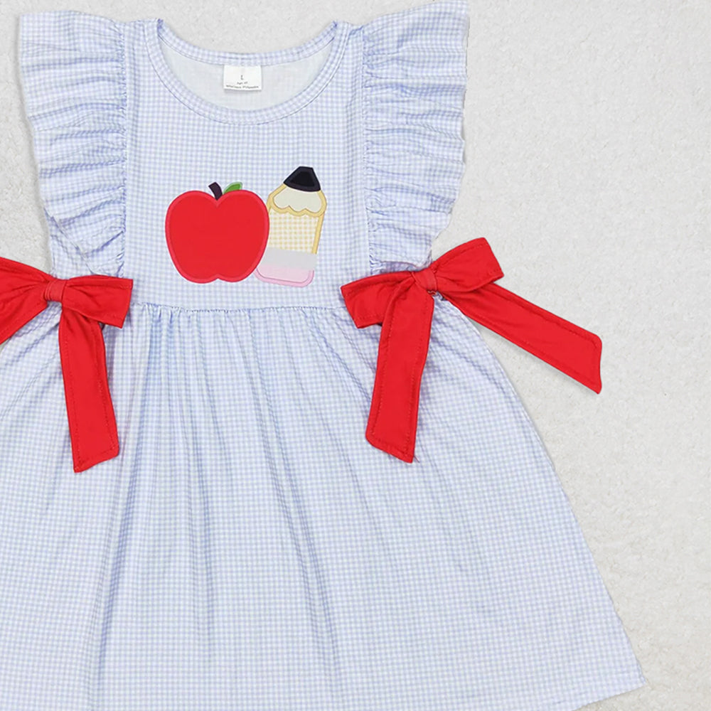 USA Shop (in stock)GSD1143  Baby Girls Summer Dress Baby Girls Pencil Back To School Bows Knee Length Dresses