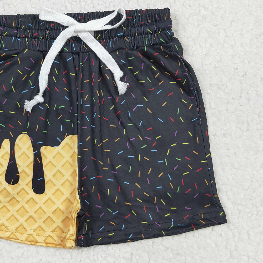 USA Shop (in stock)SS0624 Baby Girls Summer Shorts Baby Girls Black Ice Cream Drip Summer Shorts Bottoms