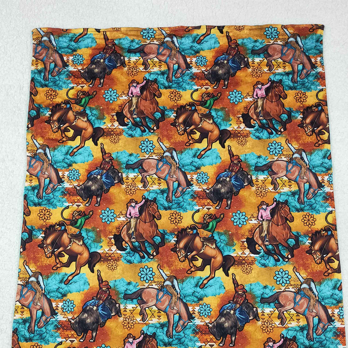 11.18 RTS NO MOQ （In stock）BL0163 Baby Toddler Children Western Horse Rodeos Minky Blankets
