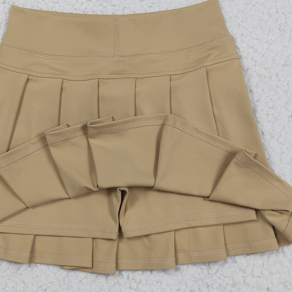 8.20 RTS NO MOQ （In stock）GLK0123 Baby Girls Summer Yoga Skirt Baby Girls Khaki Yoga Skorts Pleated Skirts Bottom