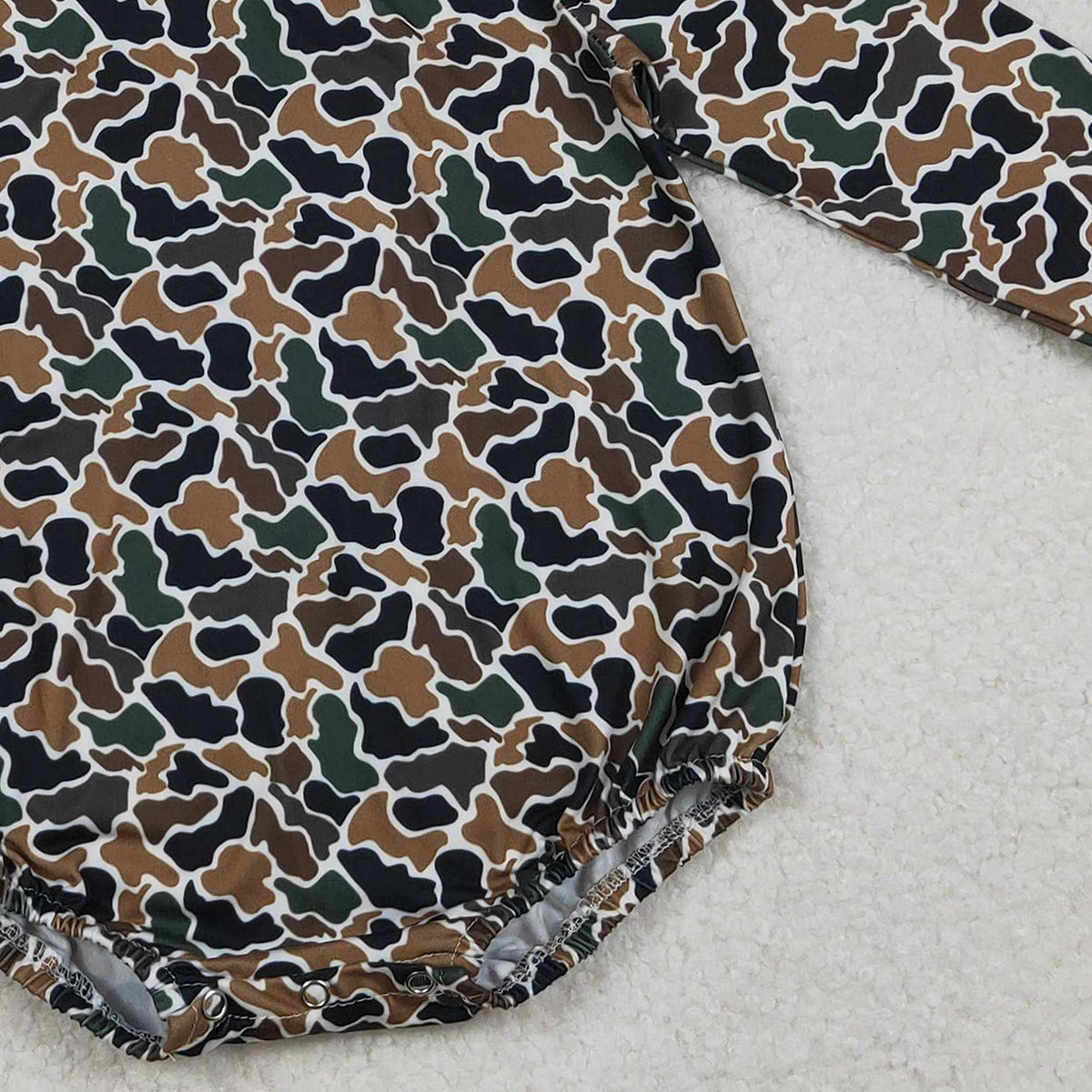 11.22 RTS NO MOQ （In stock）LR2809 Baby Boys Winter Rompers Baby Boys Dark Brown Camo Long Sleeve Southern Rompers