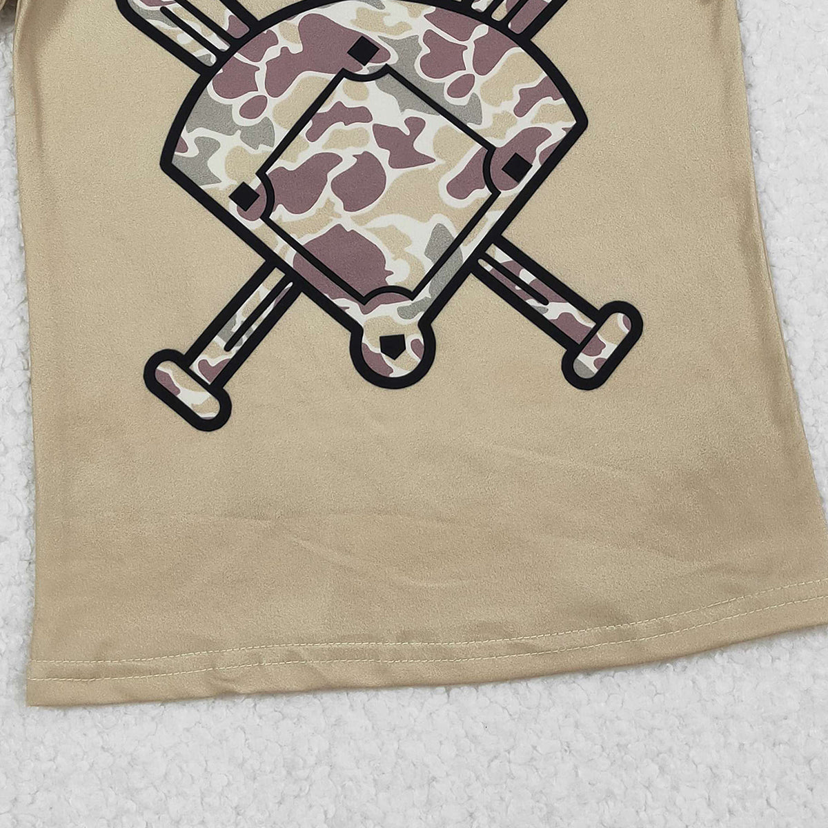 11.19 RTS NO MOQ （In stock）BT1418 Baby Boys Khaki Camo Baseball Short Sleeve Team T-shirts