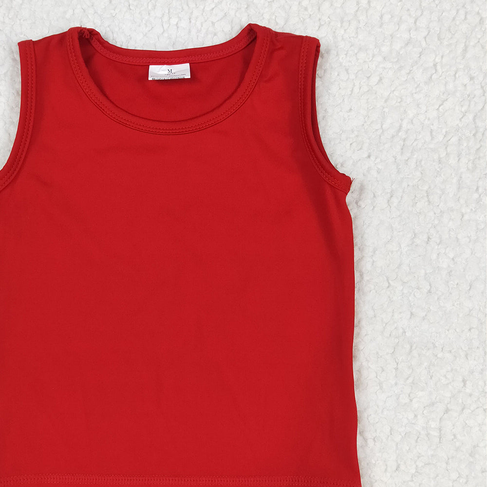 6.25  GT0981 RTS NO MOQ Baby Girls Summer Tops  Baby Girls Red Sleeveless Vests Top