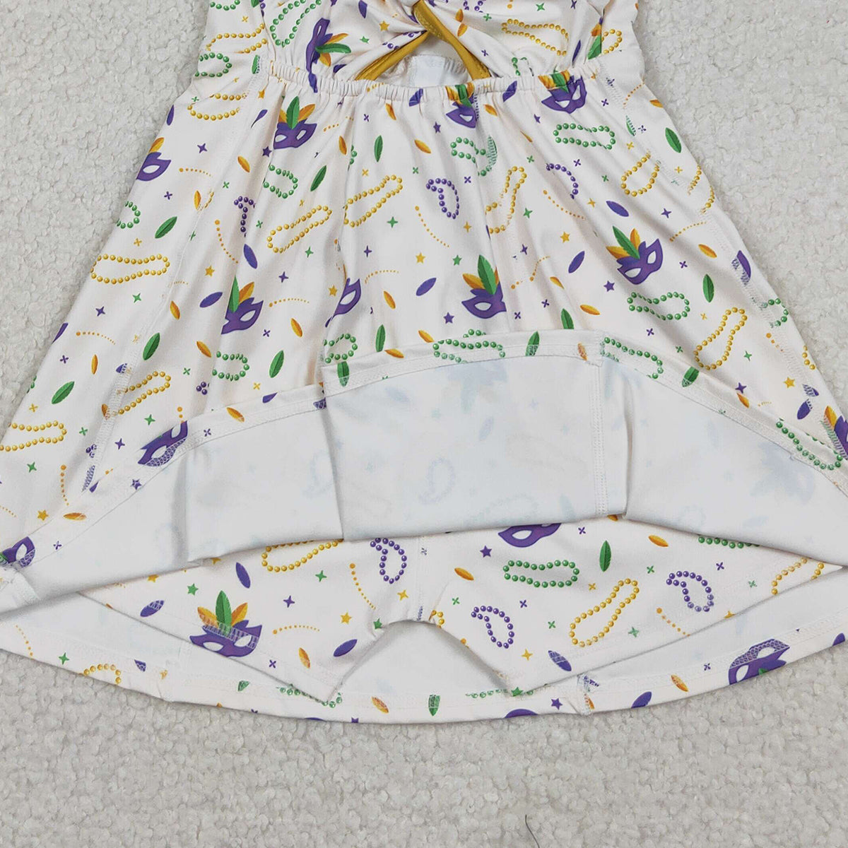 12.20 RTS NO MOQ （In stock）GSD2951 Baby Girls Mardigras Anchors Masks Yoga Shorts Knee Length Dresses