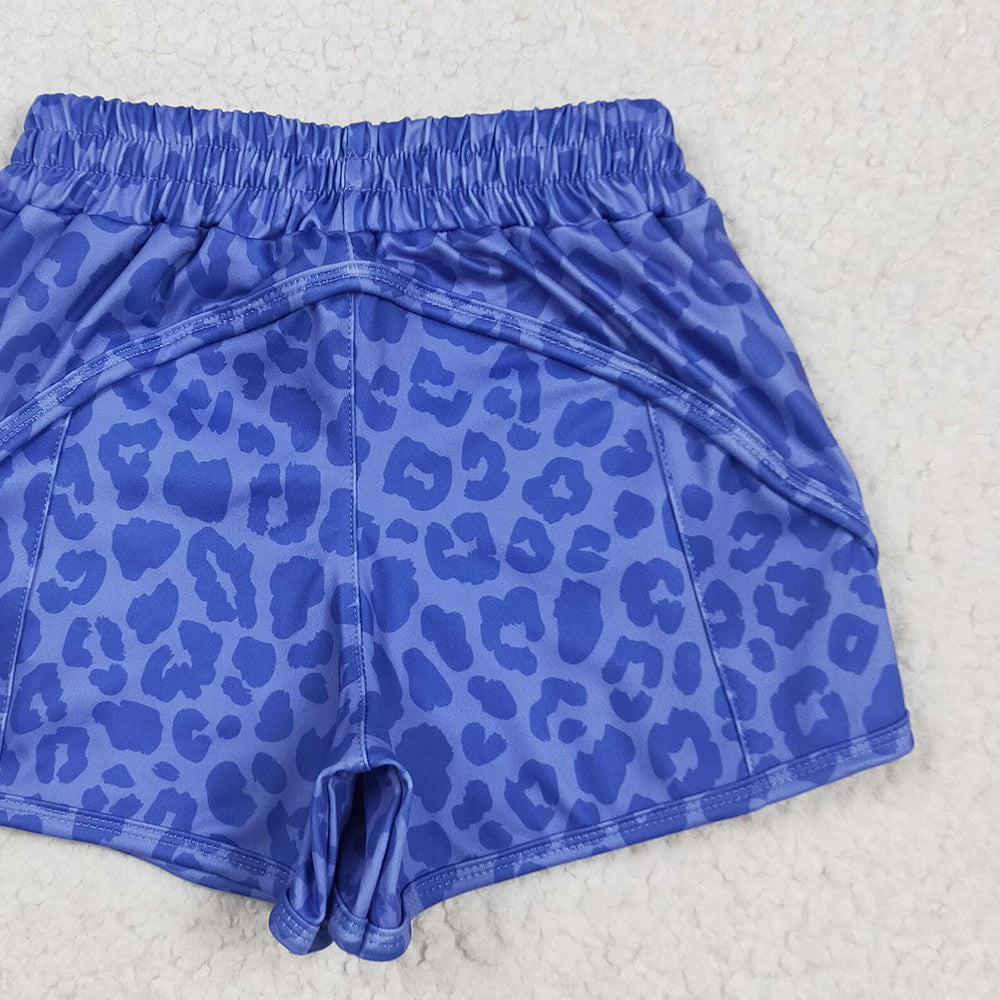 5.01 SS0466RTS NO MOQ Baby Girls Summer Shorts  Blue leopard kids girls summer shorts