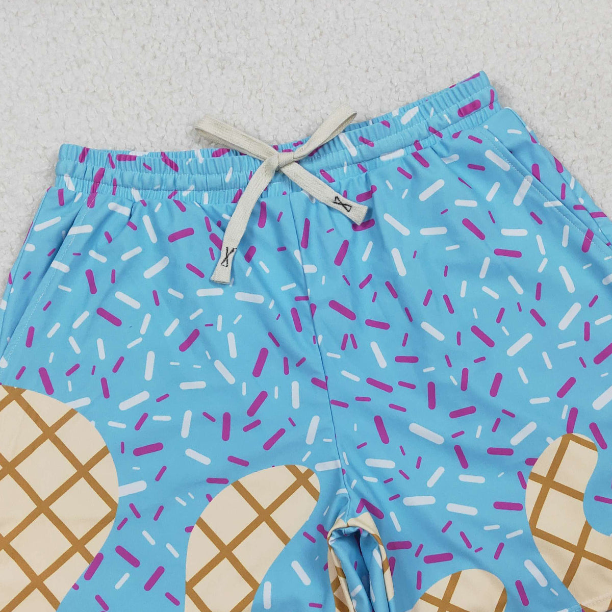 3.3 RTS NO MOQ （In stock）S0578 Adult Men Blue Drip Sprinkles Team Swimming Trunks Bottom