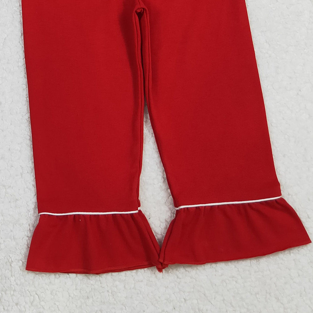 RTS NO MOQ （In stock）GLP2789 Baby Girls Winter Outfits red color cotton Christmas pajamas pants clothes sets