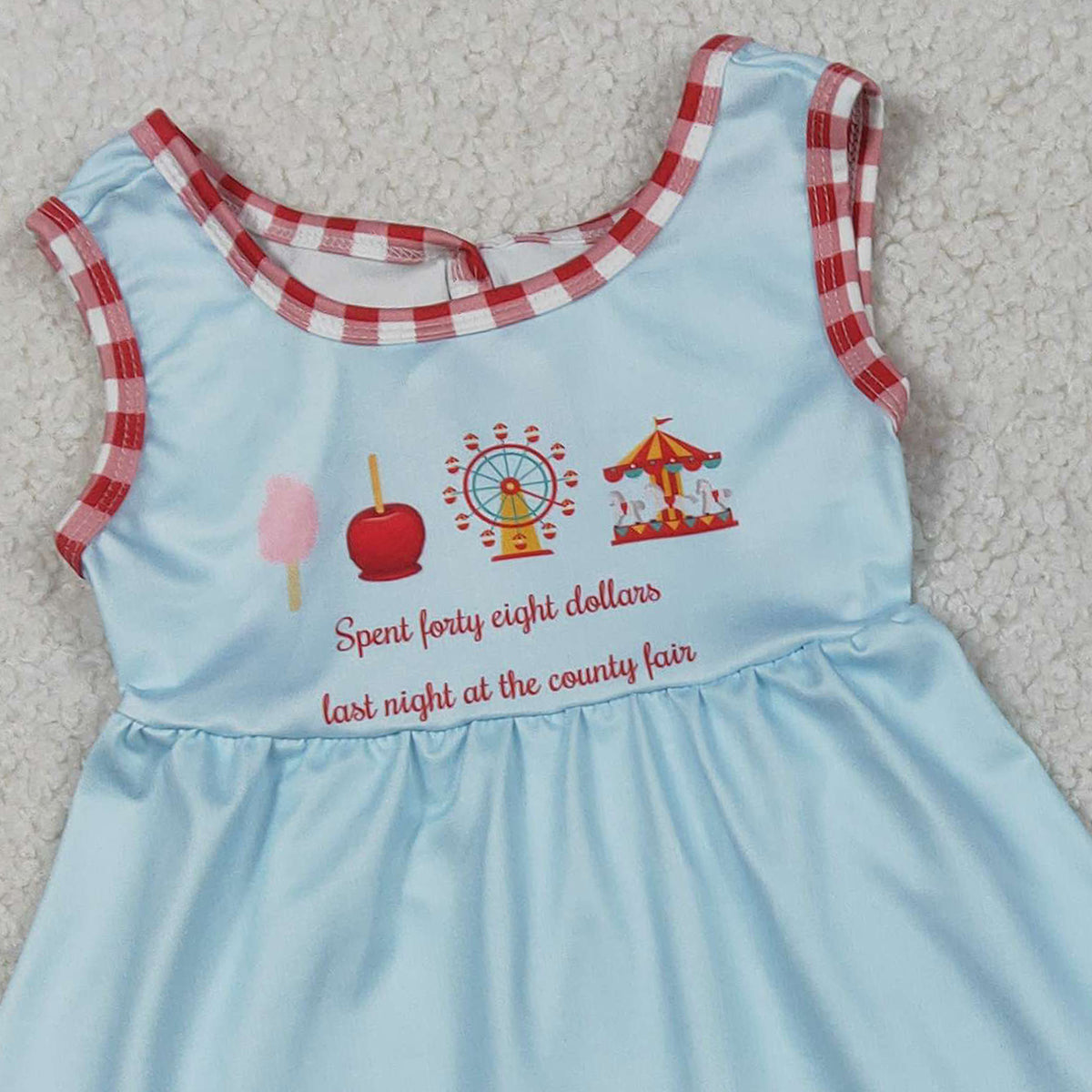 3.17 RTS NO MOQ （In stock）GSSO2544 Kids Clothing for Baby Girls Sleeveless Tunic Top Red Checked Ruffle Short Clothes Set