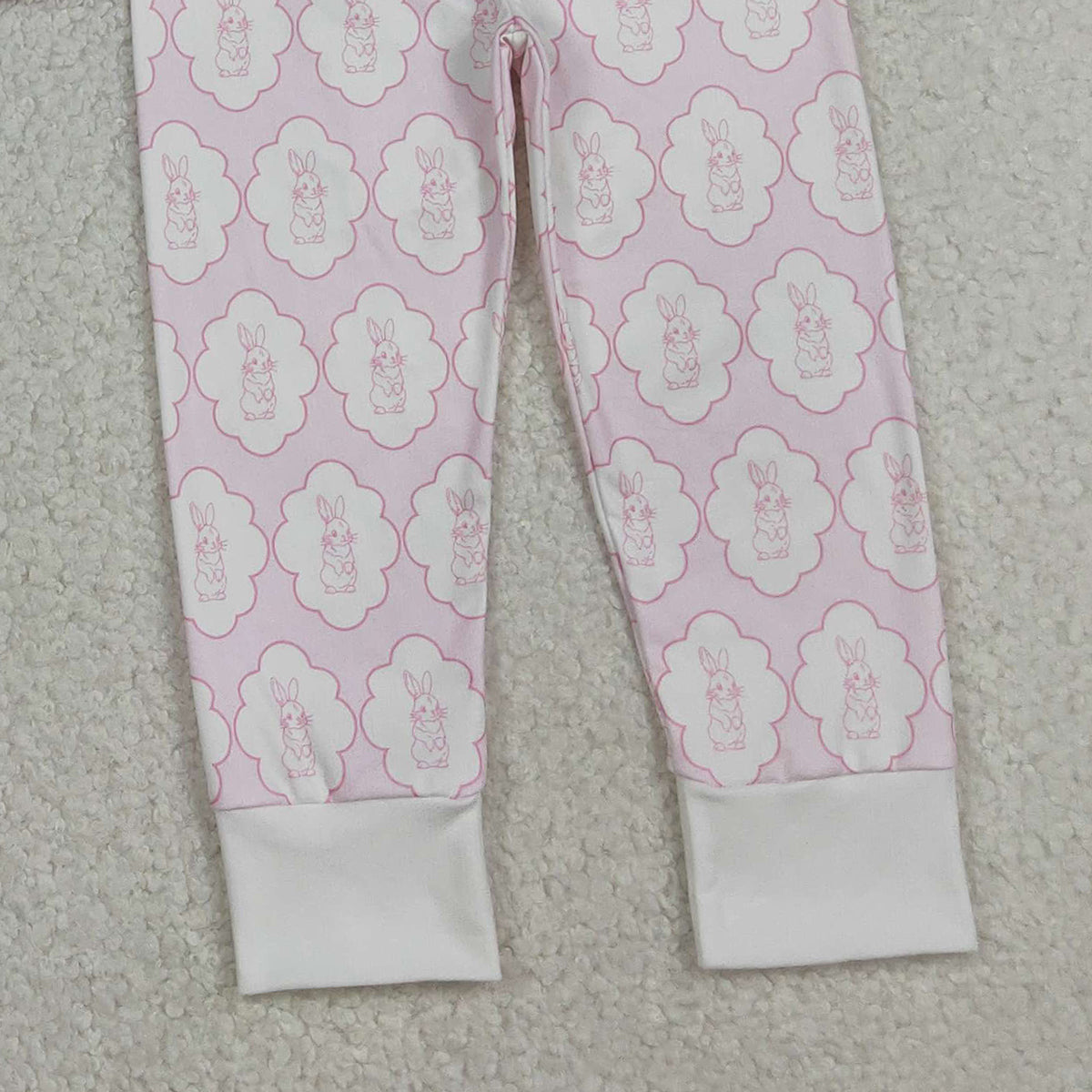 12.4 RTS NO MOQ （In stock）GLP3067 Baby Girls Pink Rabbits Eggs Checked Top Pants Easter Pajamas Sets