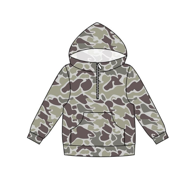 BT1848 Pre order No Moq No Moq Boys Fashion Camo Long Sleeve Zipper Pocket Hoodie