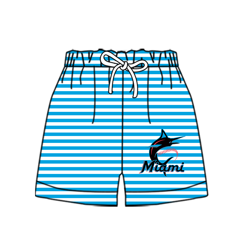 CUSTOM MOQ 5 Cute Comfortable Clothing For Kids Baby Kids Summer Sky Blue Stripe Bottom Team Shorts
