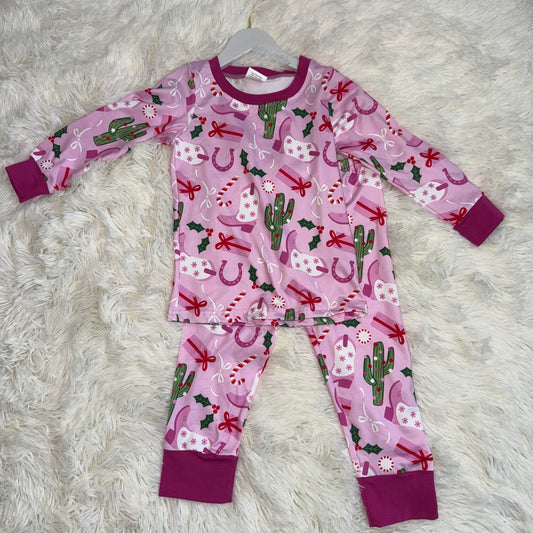 11.20 RST GLP1783 Baby Girls Christmas Western Boots Cactus Pajamas Clothes Sets