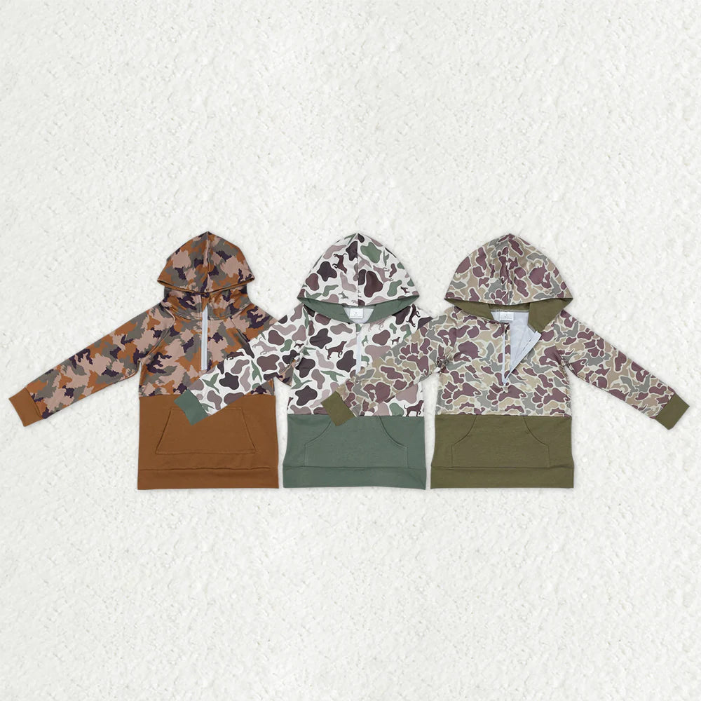 12.6 RTS Sibling Baby Boys Southern Camo Pocket Zipper Hunting Hoodies Tops