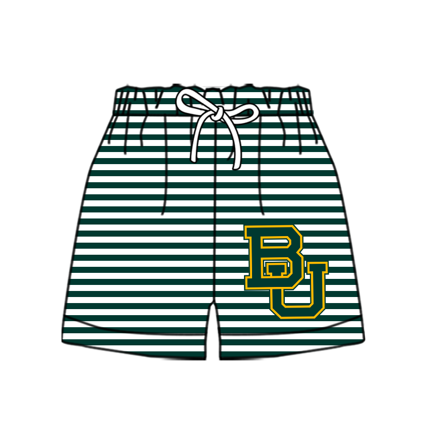 CUSTOM MOQ 5 Cute Comfortable Clothing For Kids Baby Kids Summer Green BU Stripe Bottom Team Shorts