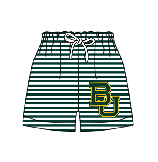 CUSTOM MOQ 5 Cute Comfortable Clothing For Kids Baby Kids Summer Green BU Stripe Bottom Team Shorts