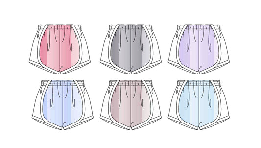 pre order Kids Girls Lavender Stripe White Summer Shorts Breathable Lightweight Comfortable Fitted for Active Little Girls