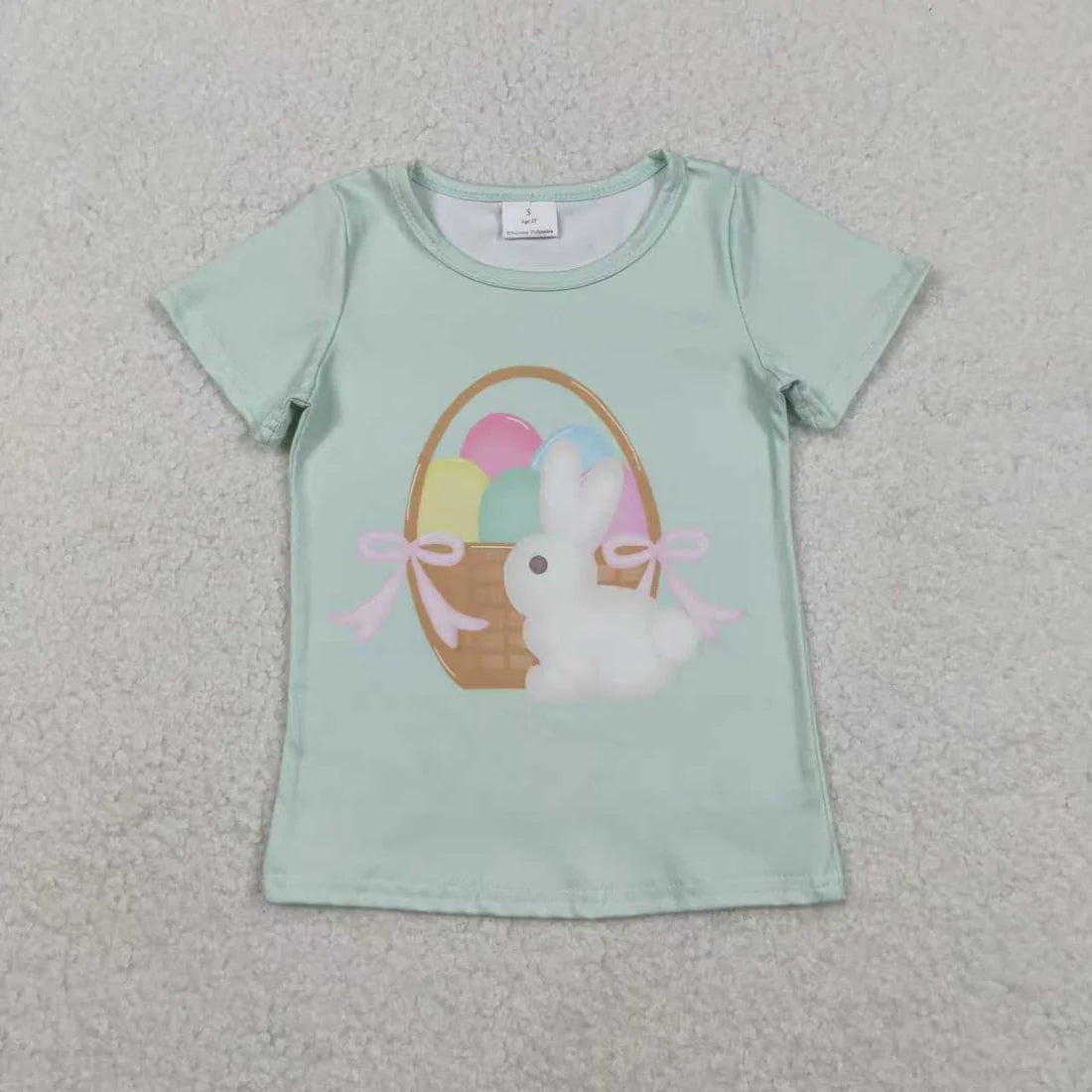 12.6 RST Sibling Baby Girls Short Sleeve Flowers Cross Rabbits Eggs Easter T-shirts Tops