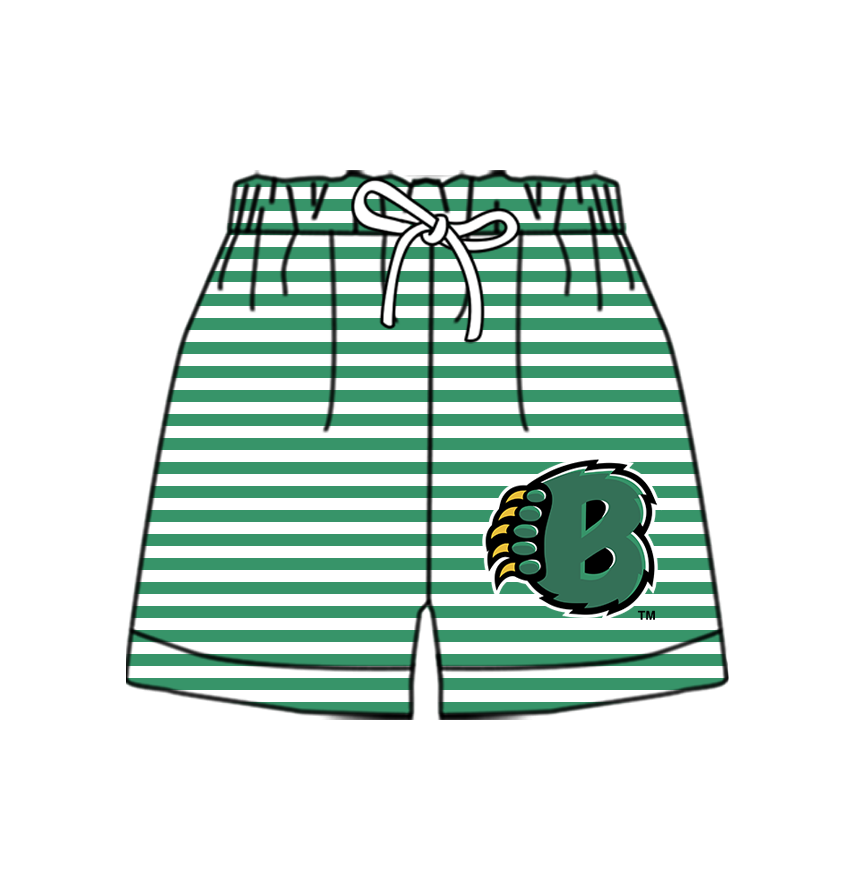 CUSTOM MOQ 5 Cute Comfortable Clothing For Kids Baby Kids Summer Green B Stripe Bottom Team Shorts